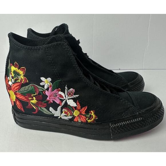 Converse X PatBo All Star Lux Wedge Mid High Top Sneaker Womens Size 5 Gold Tips - Picture 1 of 9